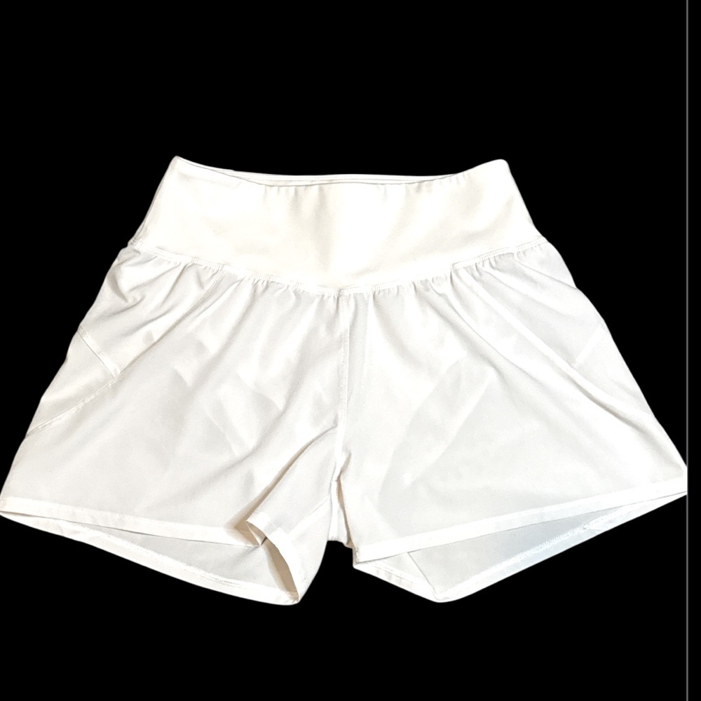 Kinesis White Athletic Running Shorts W/Zipper Pocket 3.5” Inseam Small Active